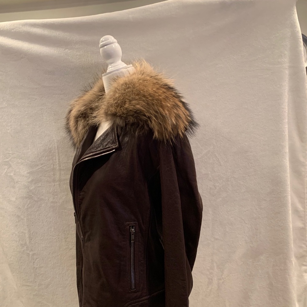 Jacket, leather, NWT, leather moto jacket. Removable fur collar - Picture 8 of 15